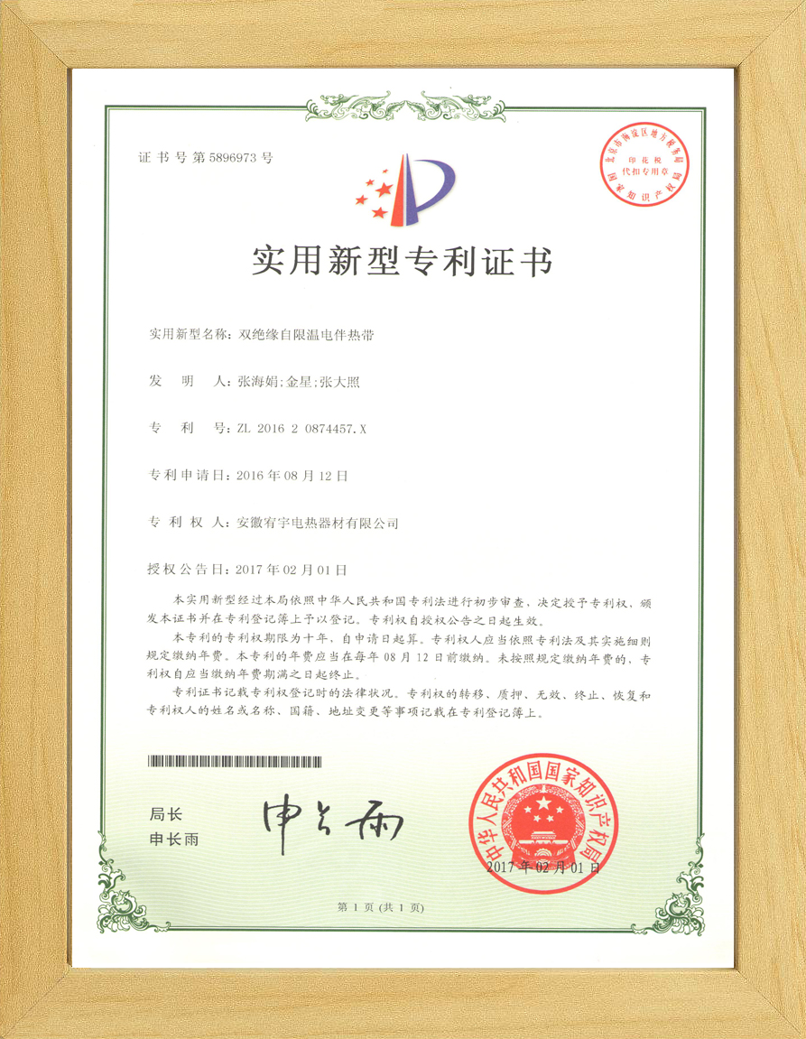 自限温双绝缘专利证书